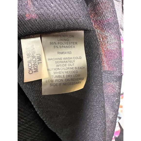 Calvin Klein‎ Midi Dress L Halter Vibrant Tye Dye Festival Chiffon Tiered Y2K - Picture 6 of 10